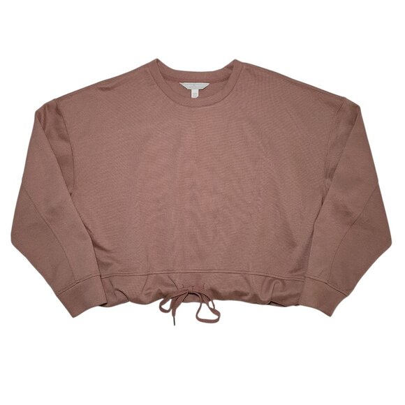 Jules & Leopold Sweaters - Jules & Leopold Boxy Cropped Crewneck Sweatshirt Drawstring Hem Brown Womens XL